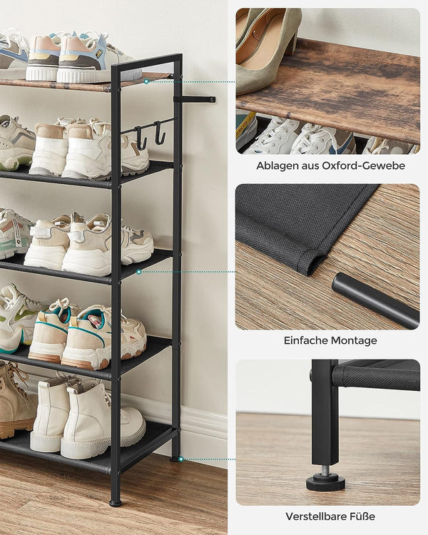 5-Tier Metal Shoe Rack (20–25 Pairs) - Karrari