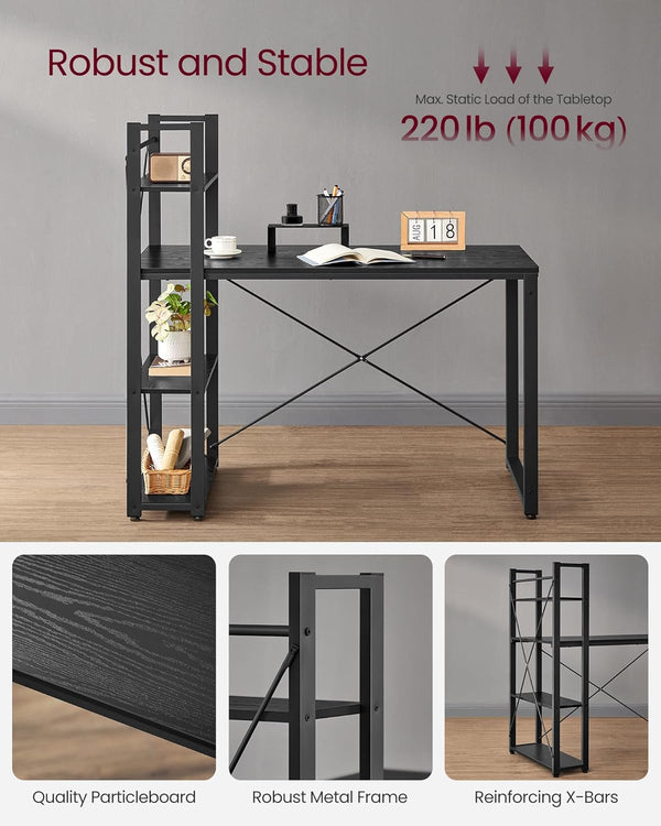 Computer Desk with Storage Shelves Reversible