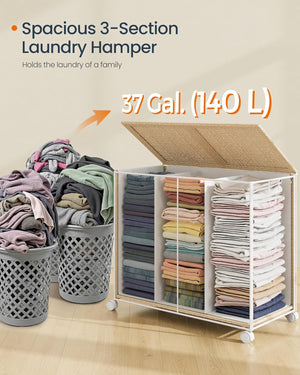 Laundry Sorter on Wheels – 3 Sections