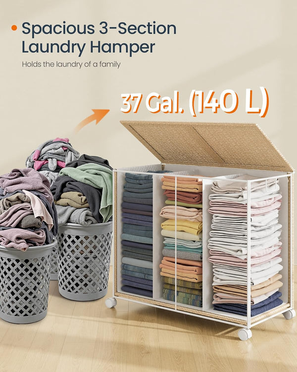 Laundry Sorter on Wheels – 3 Sections