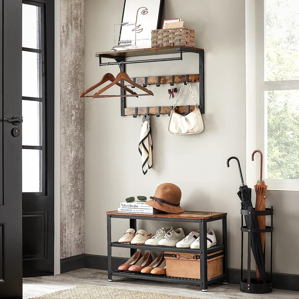 Wall Mounted Coat Rack - 10 Removable Hooks - Karrari