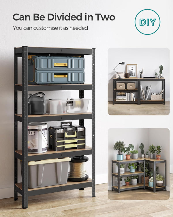 5-Tier Garage Shelving Unit - Steel, Boltless & Durable (30x75x150cm)