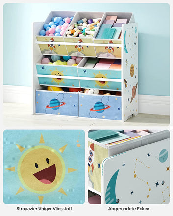 Toy Shelf, Children's Room Furniture with 7 Fabric Storage Units, Children's Bookcase