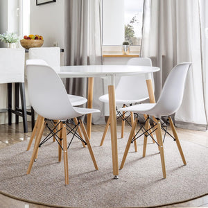 Modern Dining Chair Set of 4, Mid Century Modern DSW Chair, Side Chairs with Wooden Legs, Shell Lounge Plastic Chair for Kitchen, Dining, Bedroom, Living Room - Karrari