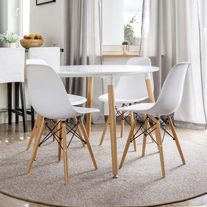 Set of 2 Modern Black Dining Chairs with Wood Legs - Karrari