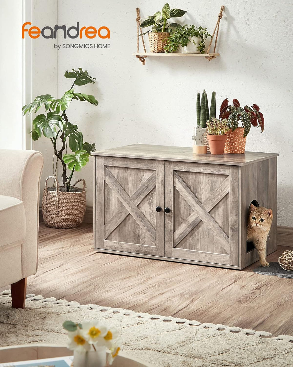 Cat Litter Box Enclosure Furniture with Removable Divider - Karrari