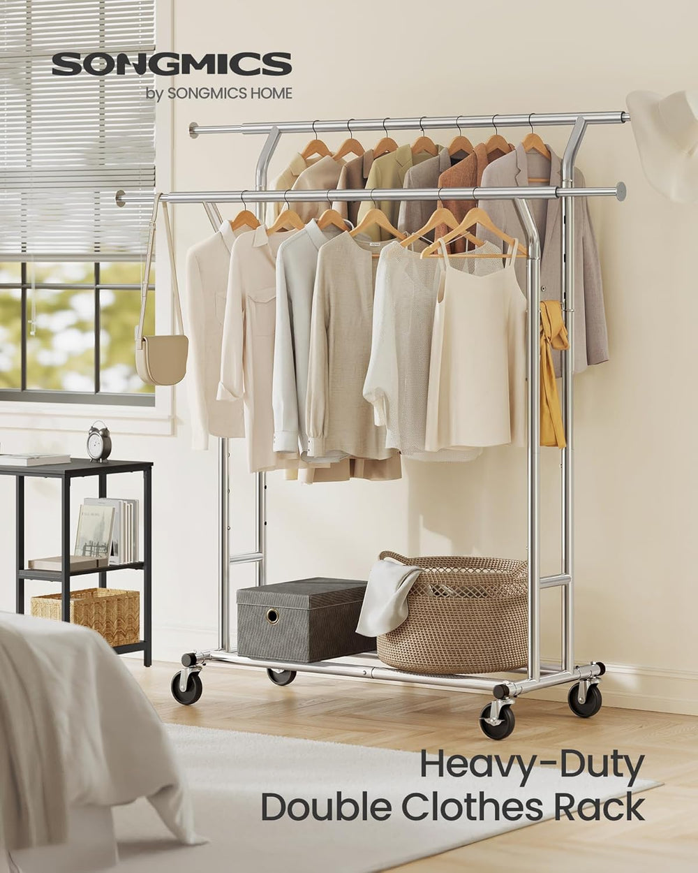 Heavy-Duty Metal Coat Rack Stand on Wheels - Karrari