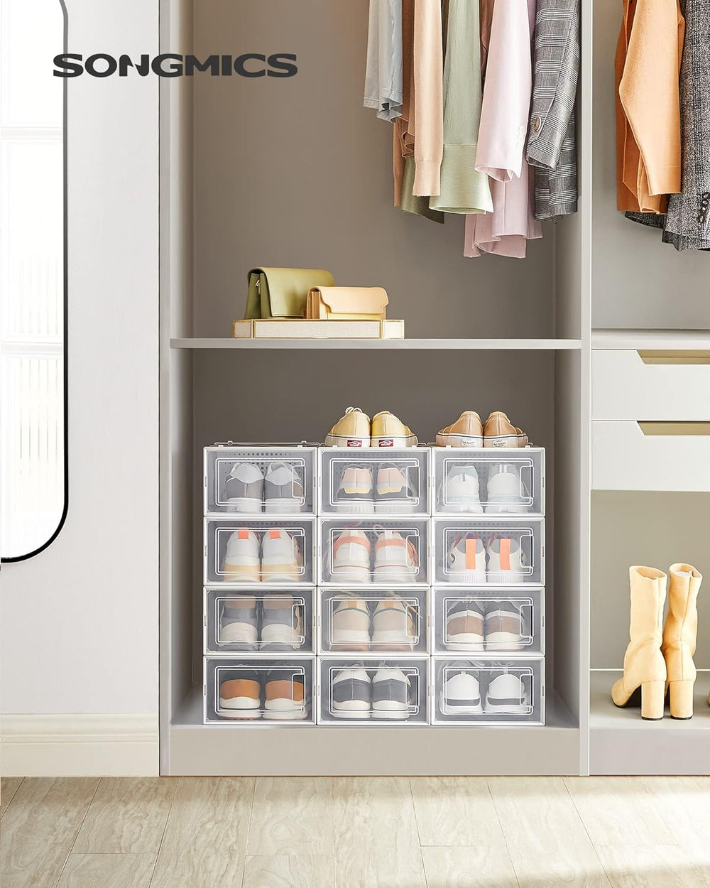 Set of 12 Clear Stackable Shoe Storage Boxes - Karrari