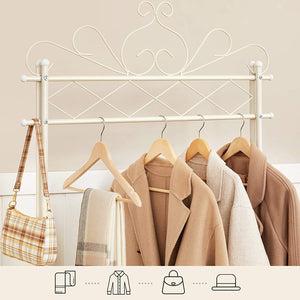 Vintage Coat Rack - 2 Metal Shelves, Cream White - Karrari