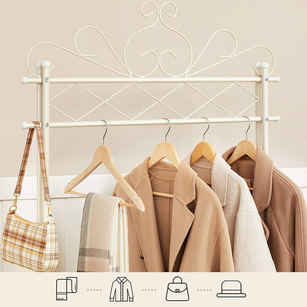 Vintage Coat Rack - 2 Metal Shelves, Cream White - Karrari