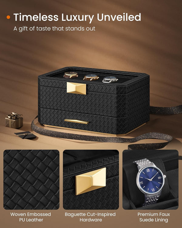 8-Slot Watch Case with Travel Pouch – PU Leather - Karrari