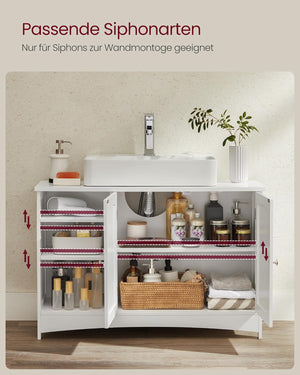 Long Bathroom Vanity Unit – 2 Doors, Adjustable Shelves - Karrari