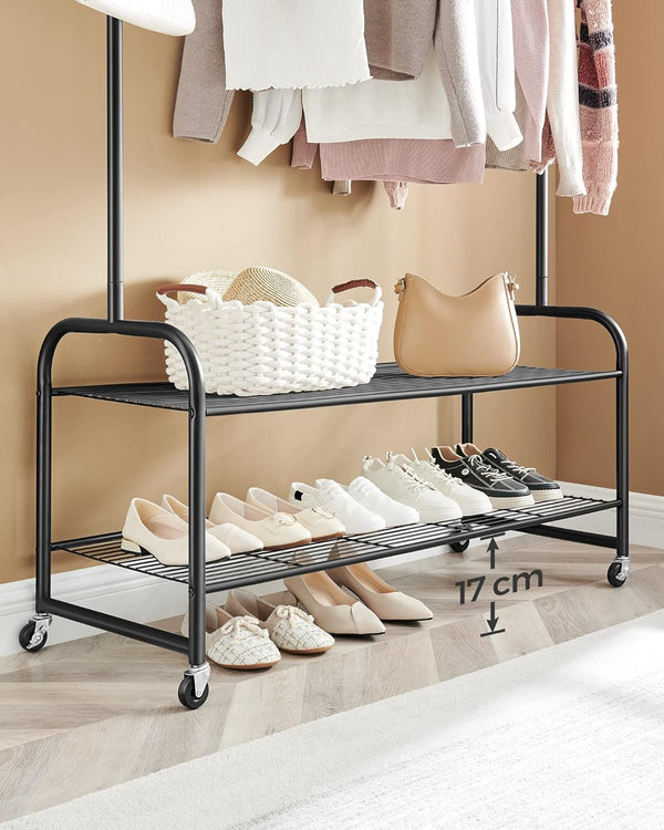 Multi-Functional Clothes Rail with Wheels & Storage - Karrari