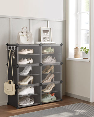 6-Slot Interlocking Shoe Rack Cabinet (Black) - Karrari