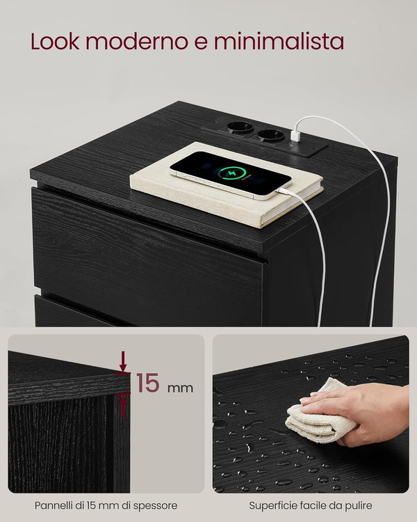 2-Piece Bedside Tables – Drawers & Charging Ports - Karrari