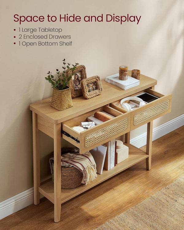Boho Oak Beige Console Table - Karrari