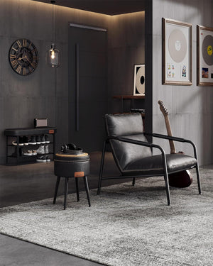 Mid-Century Armchair with Armrests - Ink Black - Karrari