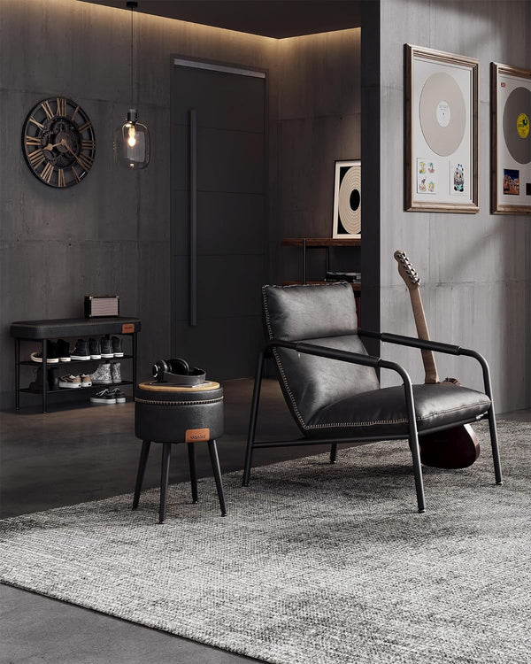 Mid-Century Armchair with Armrests - Ink Black - Karrari