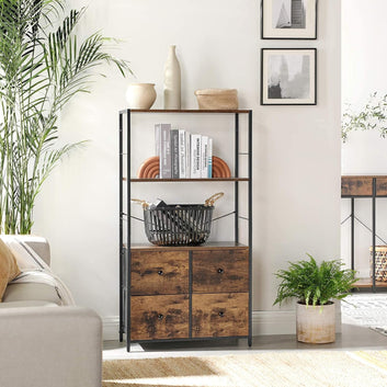 Storage Cabinet, Storage Rack with Fabric Drawers and Shelves, Industrial Bookshelf