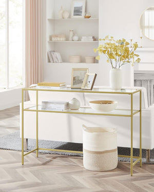 Gold Console Table with Glass - Karrari
