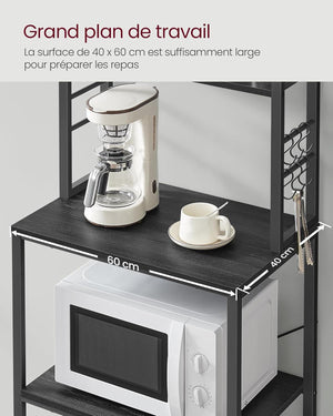 Kitchen Shelf with 6 Shelves & Hooks – Microwave & Coffee Station - Karrari