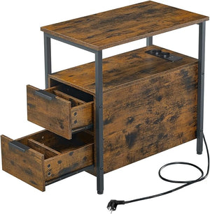Side Table with Power Strip & Drawers - Karrari