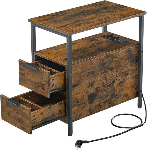 Side Table with Power Strip & Drawers - Karrari