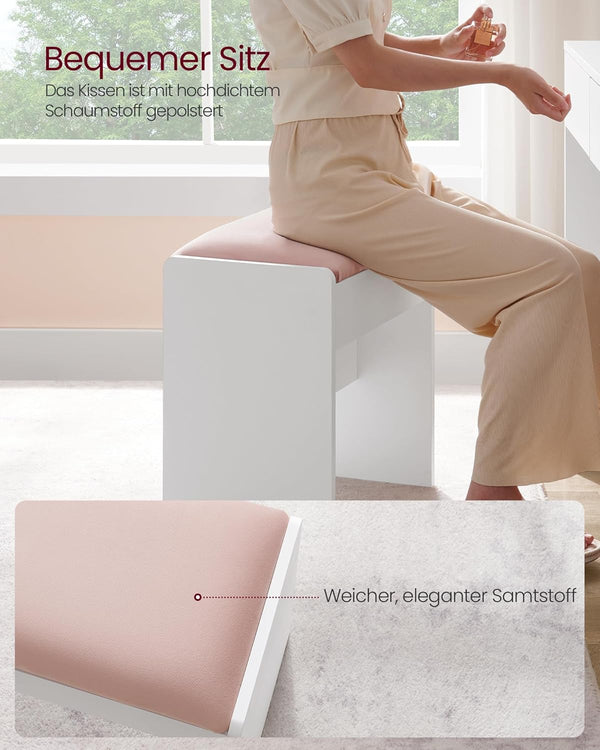 Velvet Makeup Stool with Non-Slip Foot Pads