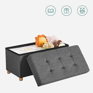 Storage Ottoman Stool – Foldable with Footrest
