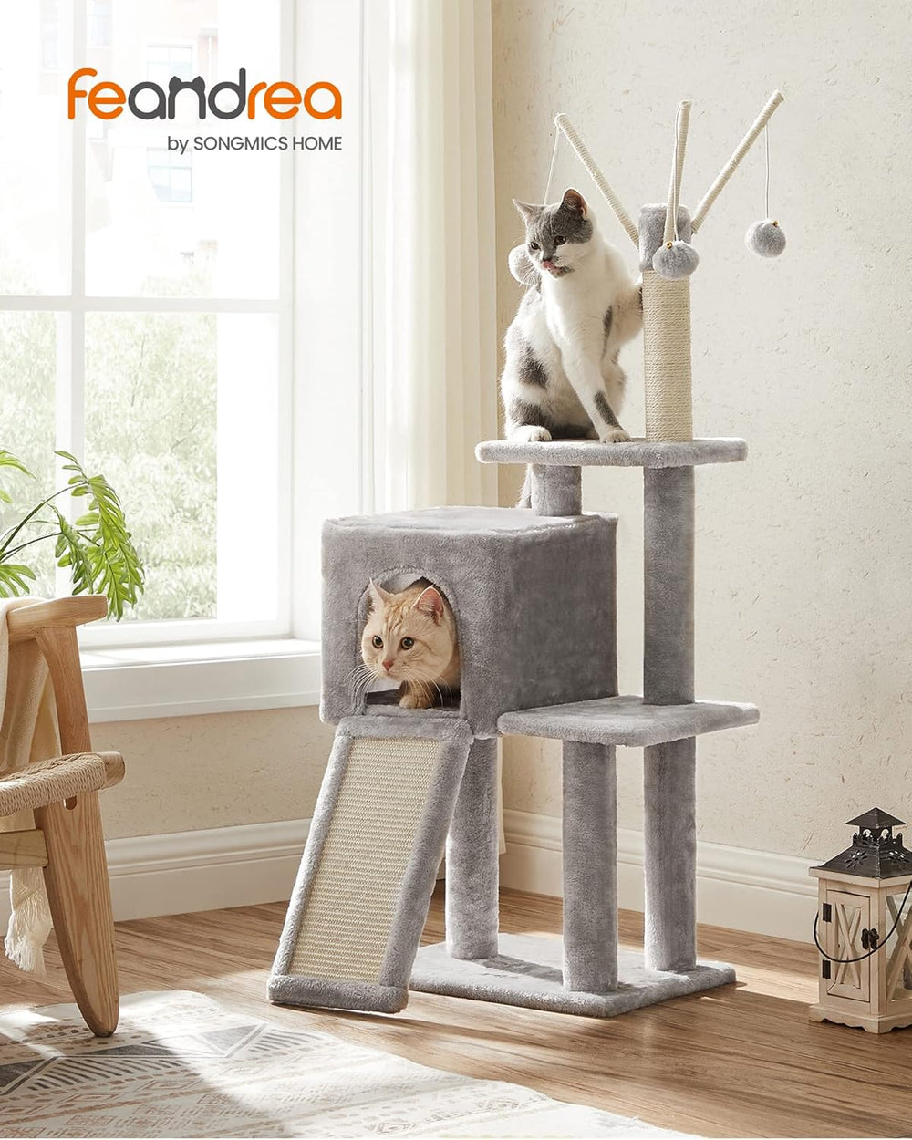 Light Grey Cat Tree Tower for Indoor Cats & Kittens - Karrari