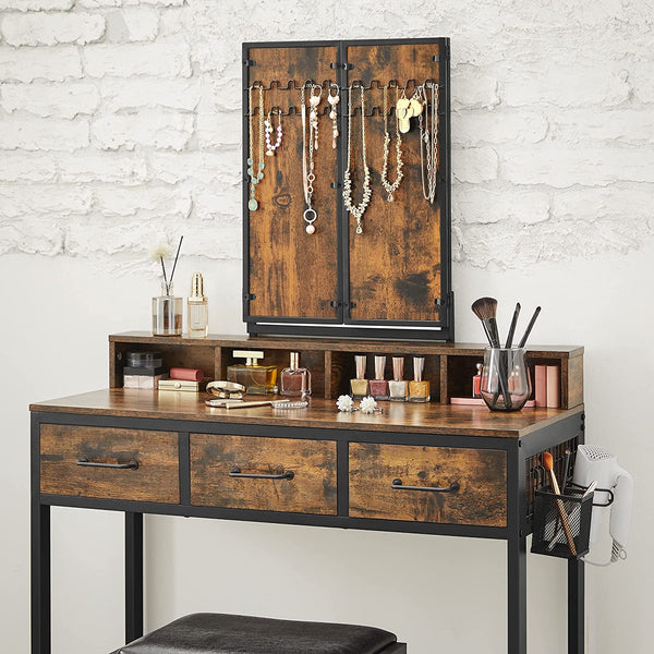 Makeup Table with Folding Mirror, Stool & Drawers - Karrari