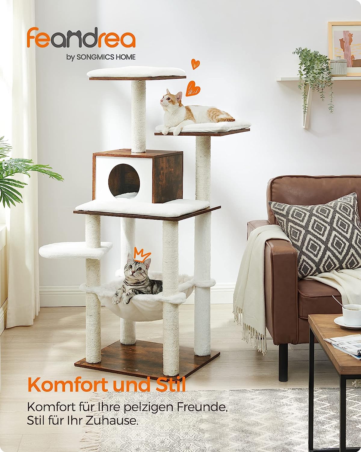 Cat Scratching Post 138 cm Modern Cat Furniture Multi-Tier Cat Scratching Post