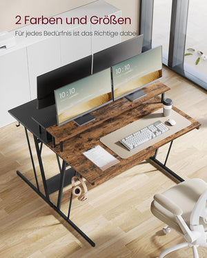 Gaming Desk with Power Strip & Dual Monitor Stand - Karrari