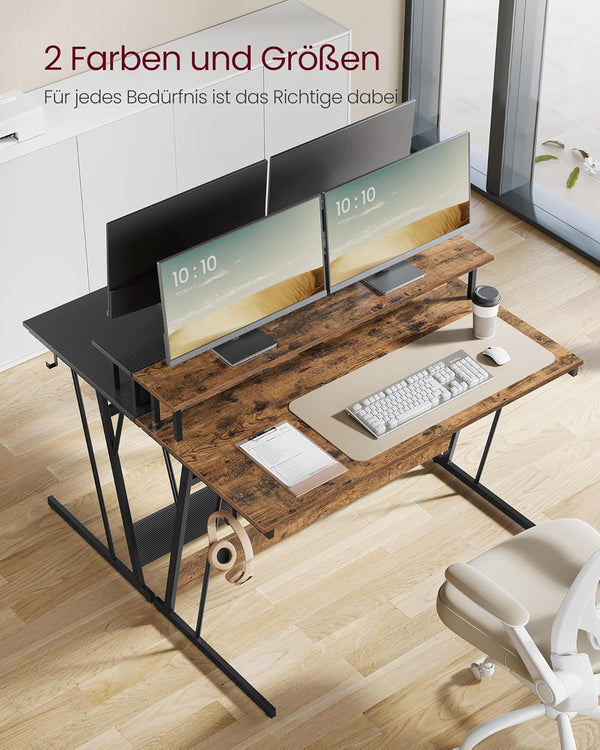 Gaming Desk with Power Strip & Dual Monitor Stand - Karrari