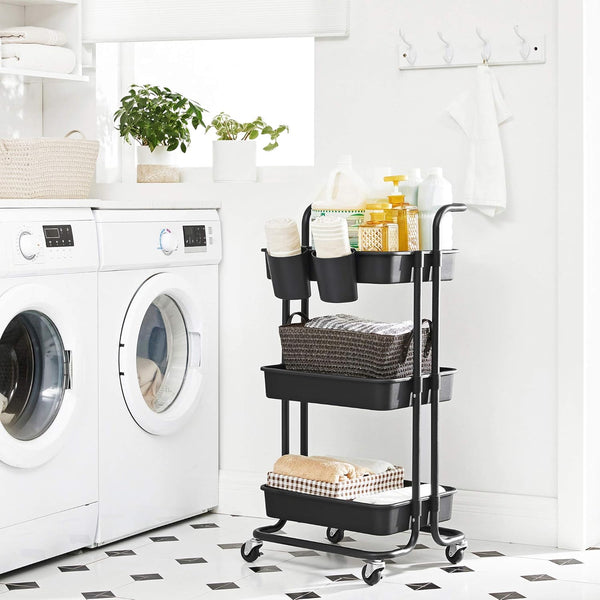 3-Tier Rolling Metal Trolley with Handles