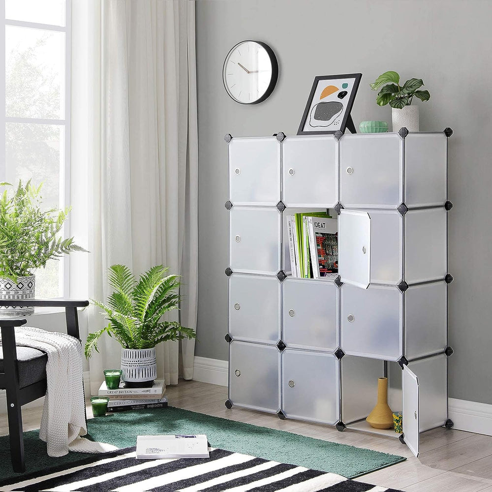 12-Cube Plastic Shoe Organizer with Doors - Karrari