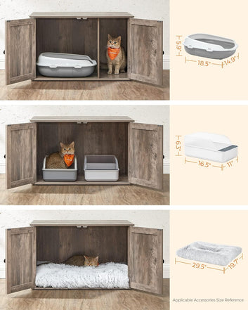 Cat Litter Box Enclosure, Litter Box Furniture Hidden with Removable Divider
