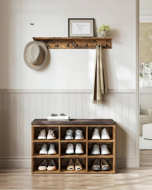 Shoe Storage Bench with Cushion – 9 Compartments - Karrari