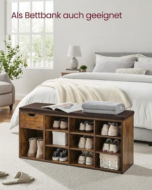 Shoe Storage Bench with Drawer & Padded Seat - Karrari