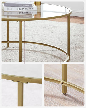 Gold & Glass Round Coffee Table - Karrari