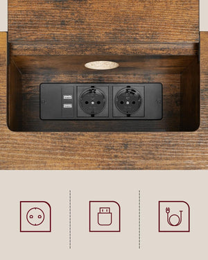 Narrow Console Table - Sockets & 2 Compartments - Karrari