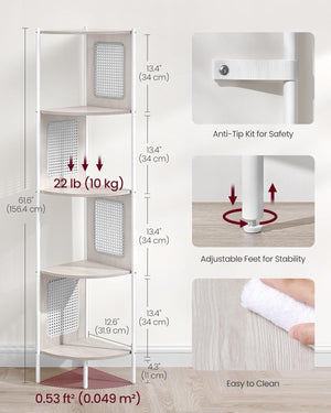 5-Tier Corner Shelf with Polyrattan Sides - Karrari