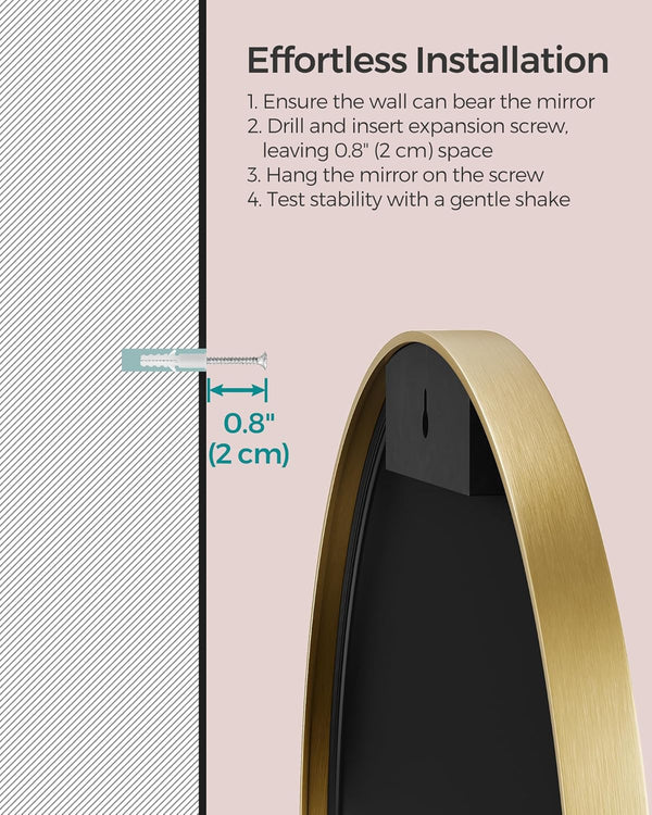 Round Wall Mirror - Gold Metal Frame - Karrari