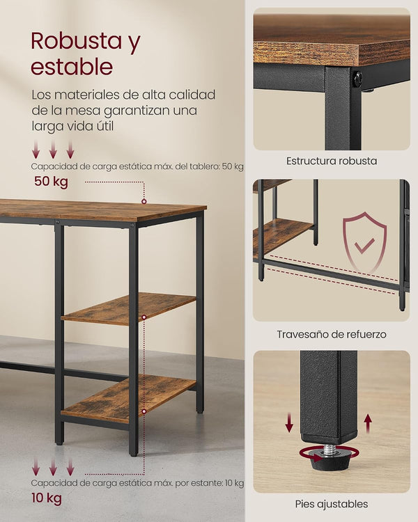 Industrial Style Computer Desk with 3 Shelves