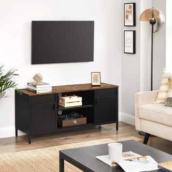 TV Stand, TV Cabinet for TV up to 55 Inches, TV Console with Doors, 3 Adjustable Shelves