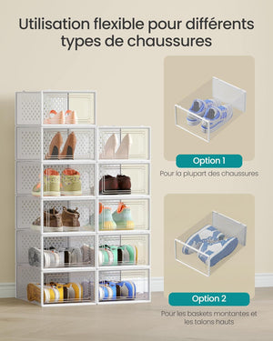 Pack of 18 Stackable Shoe Storage Boxes