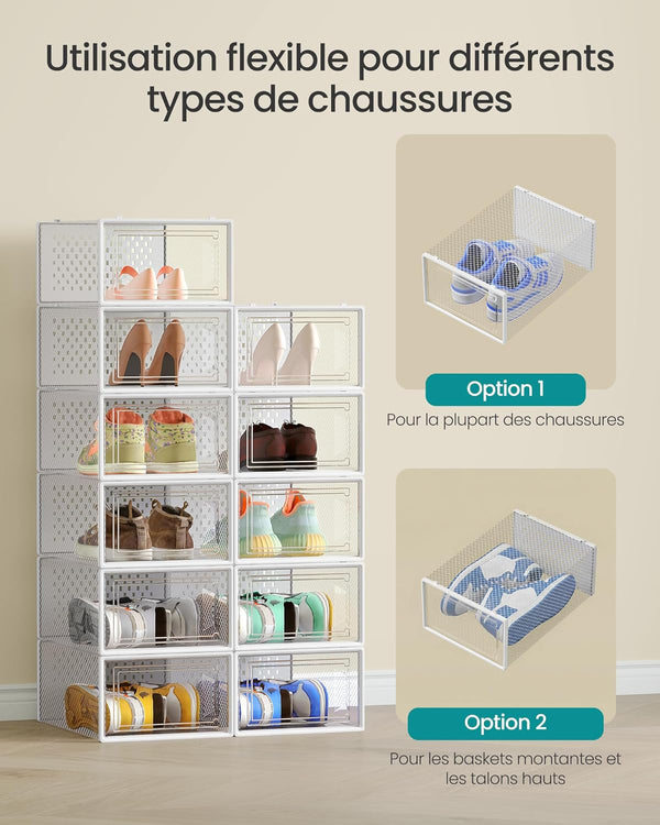 Pack of 18 Stackable Shoe Storage Boxes