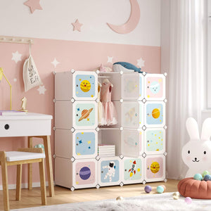 DIY Wardrobe Storage Cabinet - 16 Cubes & 4 Rods - Karrari