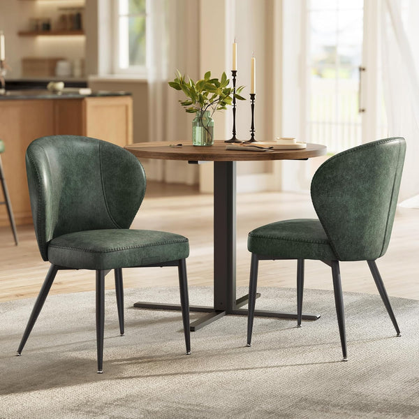 Mid-Century Faux Leather Dining Chairs (set of 2)