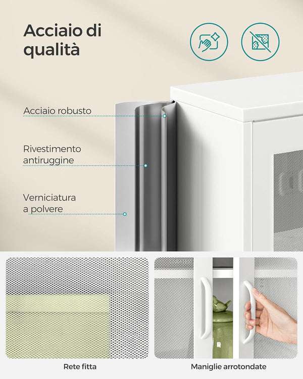 3-Tier Metal Cabinet with Mesh Doors - Karrari